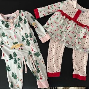 SweetHoney Holiday Pajama Set - Pink and Green